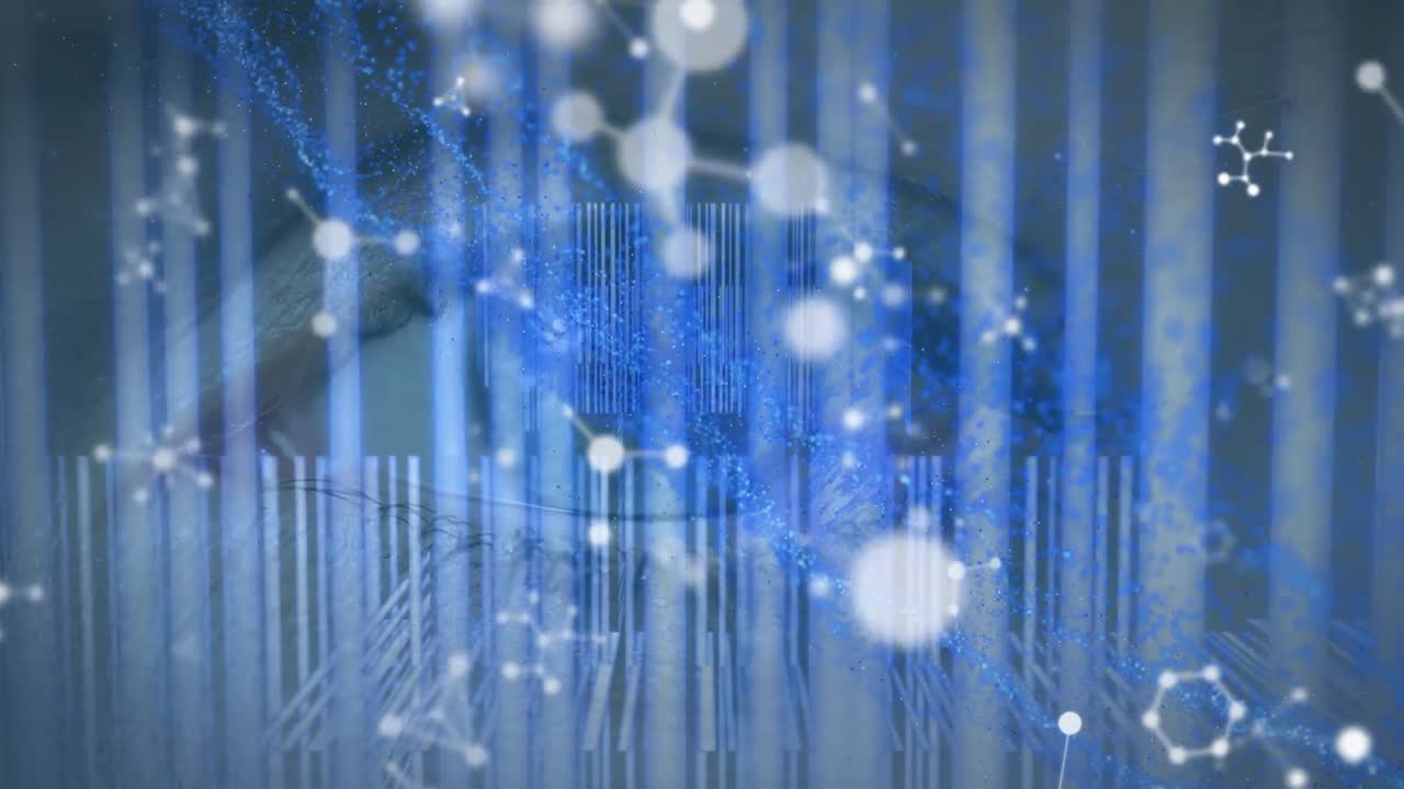 암 ⁇ 의 눈 위에 떨어지는 분자의 애니메이션