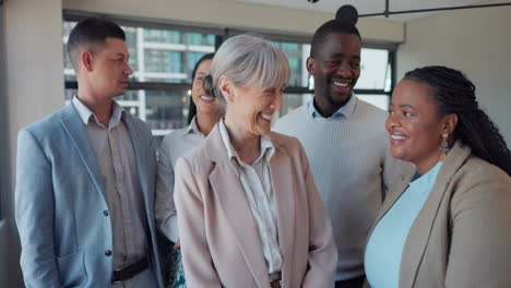 lawyer group, face and smile in office