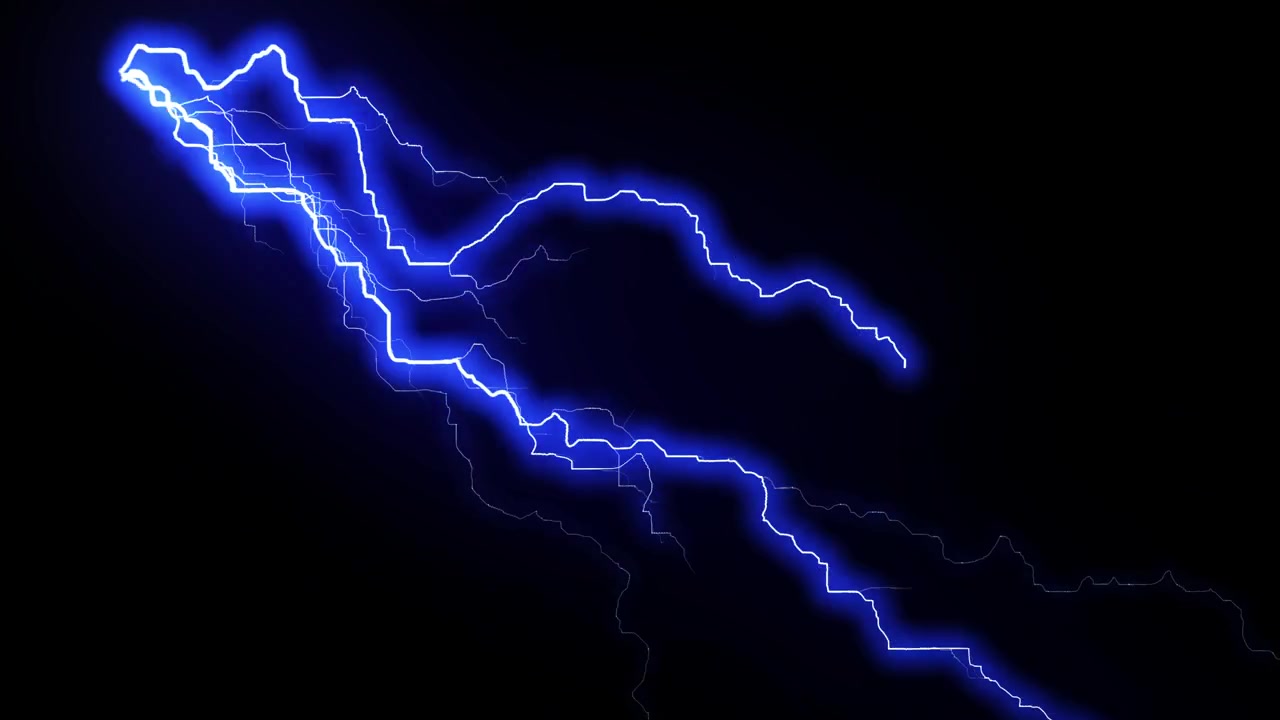 Saetta blu brillante su sfondo nero
