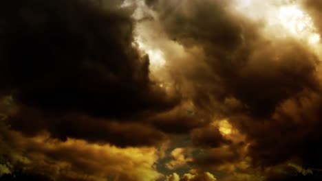 a dark golden yellow cloud with a thunderstorm within the cloud