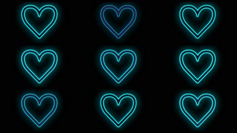 blue hearts pattern with neon light