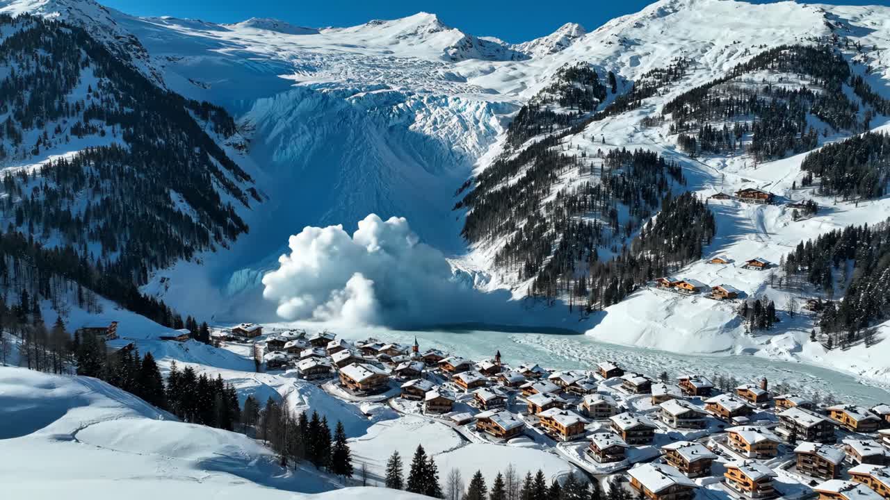 Avalanche in a Mountain Village