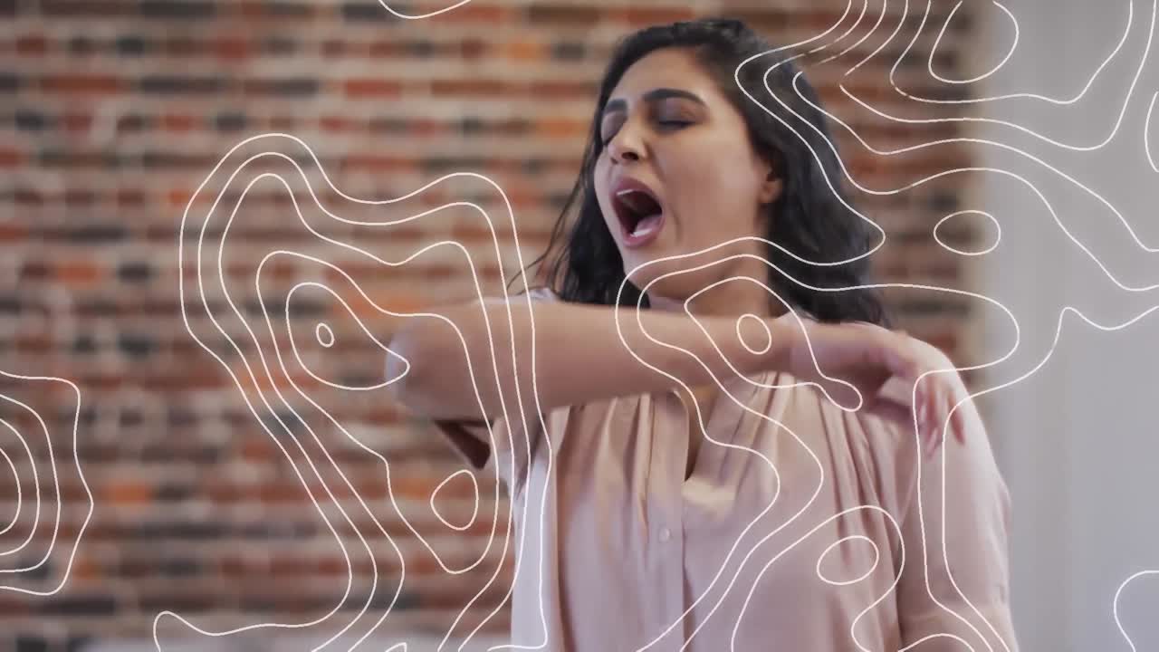 animación de líneas blancas sobre una mujer estornudando