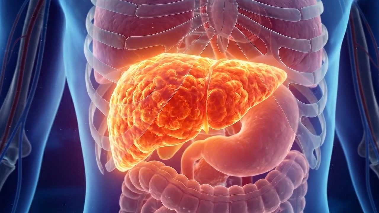 Medical Animation of Human Liver with Cirrhosis or Disease