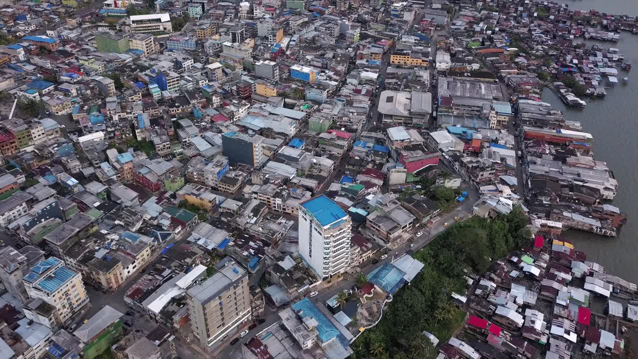 Aerial flyover in Buenaventura, Colombia
