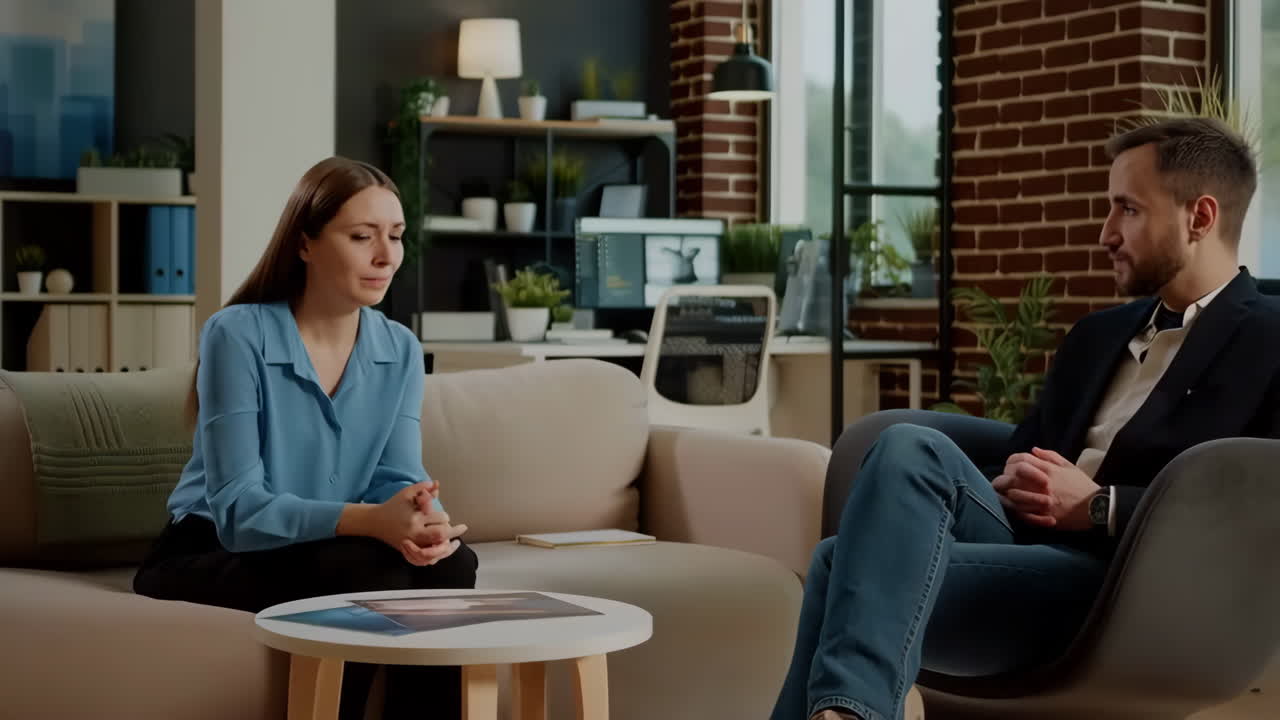 Woman in Emotional Distress During a Therapy Session