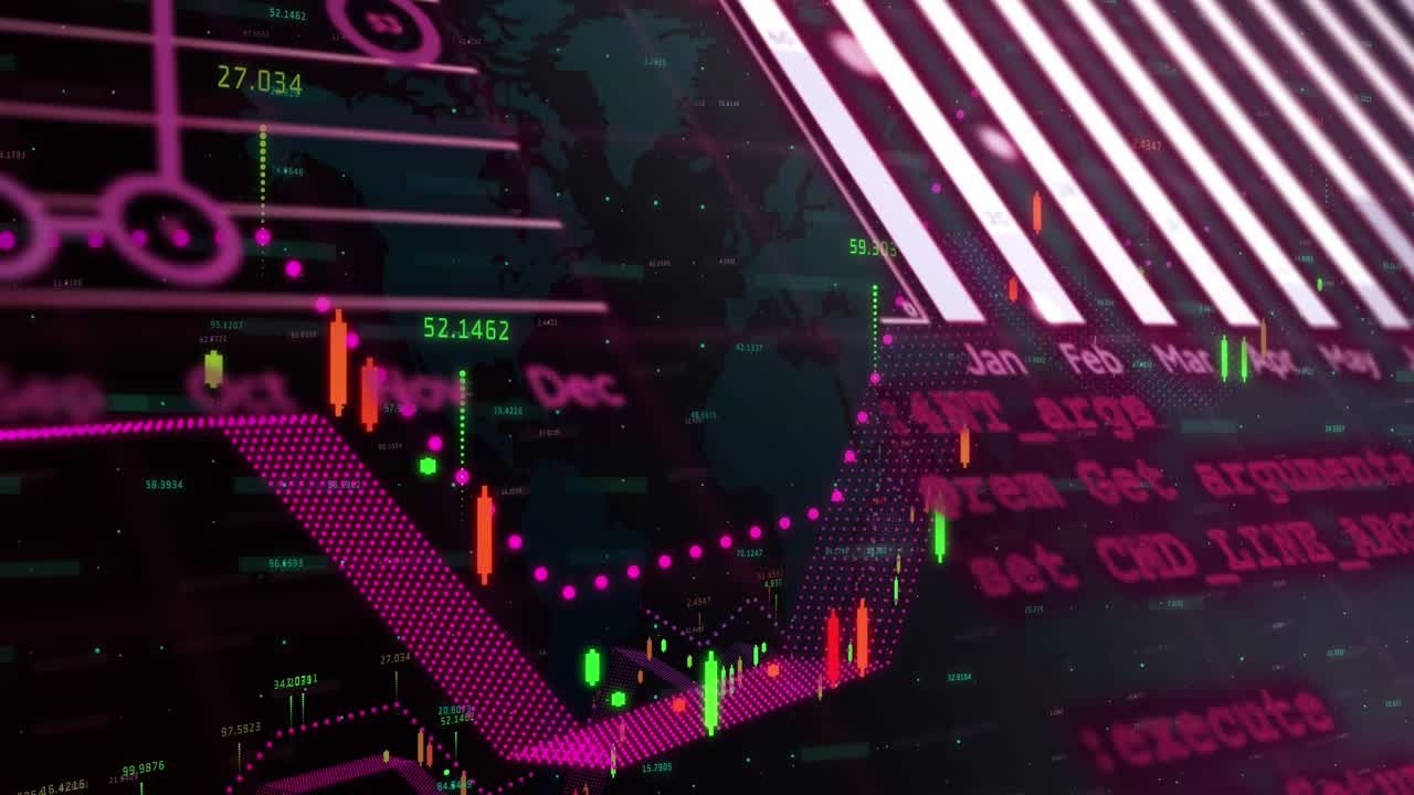 animación de las estadísticas y el procesamiento de datos financieros en todo el mundo