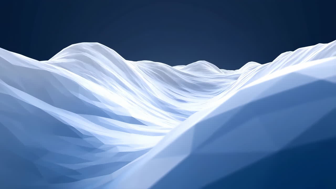 Abstract Low Poly Blue and White Wavy Landscape
