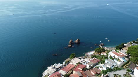 Rocks-in-the-middle-of-the-sea-from-Vietri-sul-mare,-located-on-the-amalfi-coast