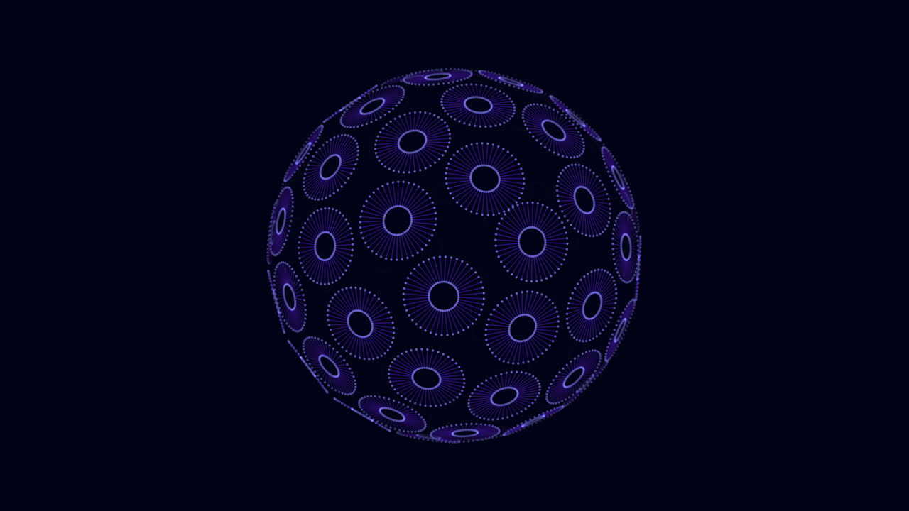 renderizado 3d abstracto de patrones de círculos coloridos en la esfera