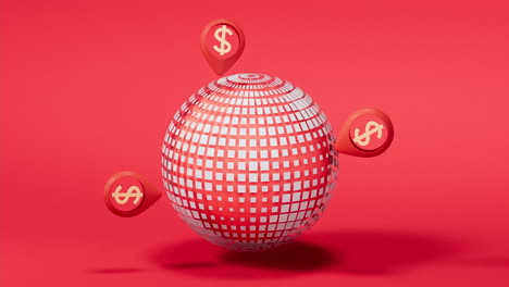 digital data sphere with money mark, 3d rendering.