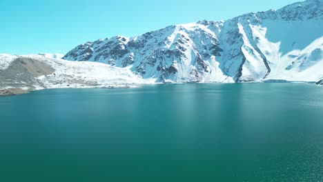 el yeso reservoir artificial water lagoon in cajon del maipo, country of chile