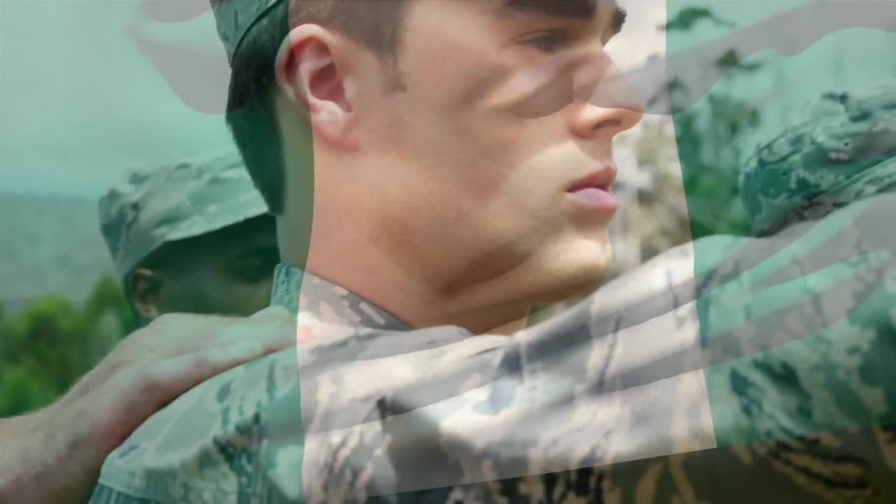 나이지리아  ⁇ 발을 흔드는 디지털 구성 군인들의 군대에 대항하여 약속을 하는