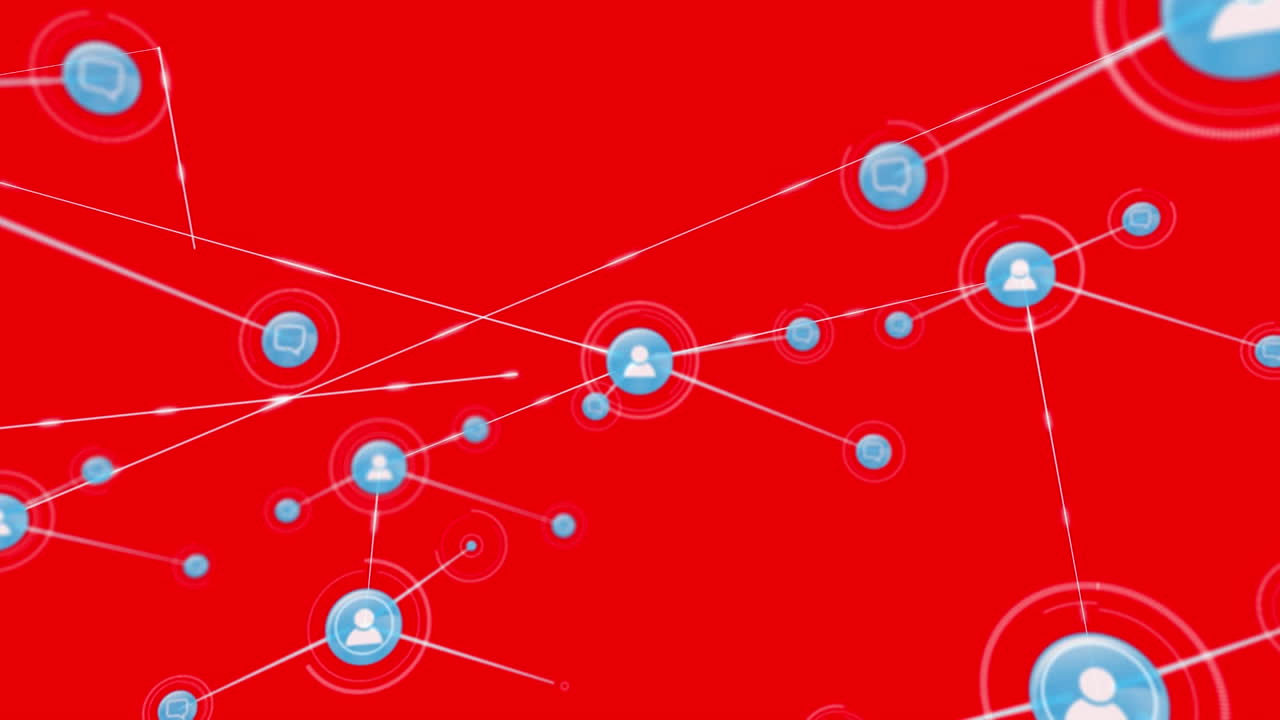 animación de iconos de medios en un fondo de colores