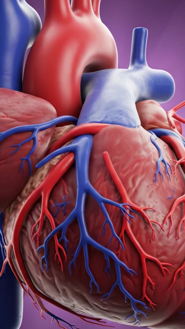 In-Depth Look at the Human Heart: Detailed Examination of Cardiac Structure, Including Vessels and Tissues in High Definition Focuses on Vital Functions and Anatomy.