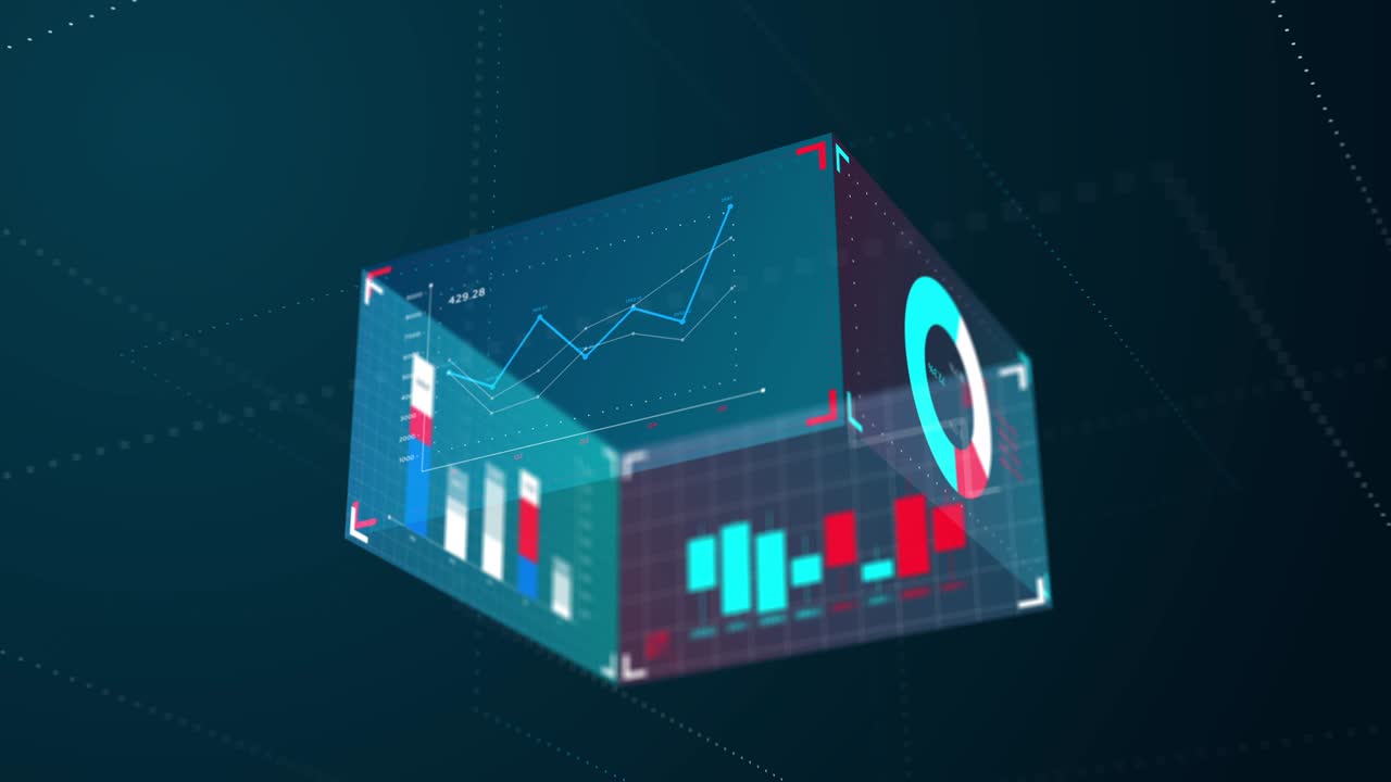 3d azul moderno información de negocios animación gráfica movimiento auto rodea, 4k
