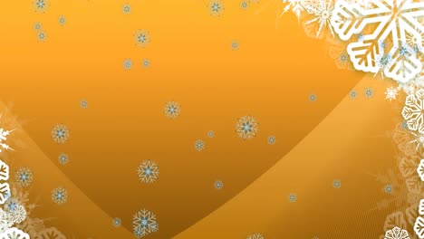 animation of falling snowflakes on orange background