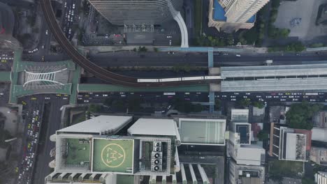 aerial view of train at station sathorn