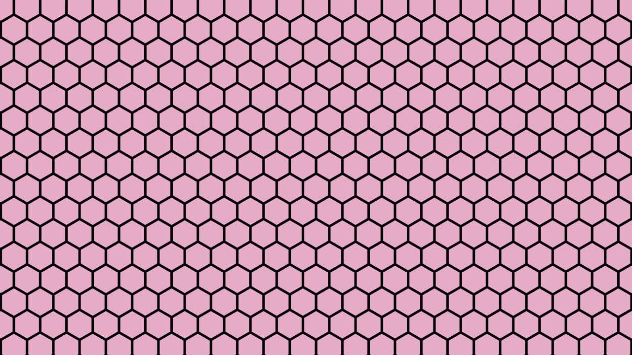 onda colorida brillante y dinámica que se mueve a lo largo de una cuadrícula hexagonal. en bucle
