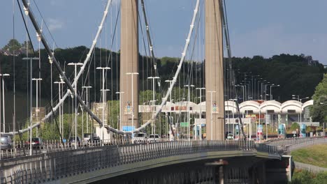 tamar bridge with vehicles crossing over the river tamar