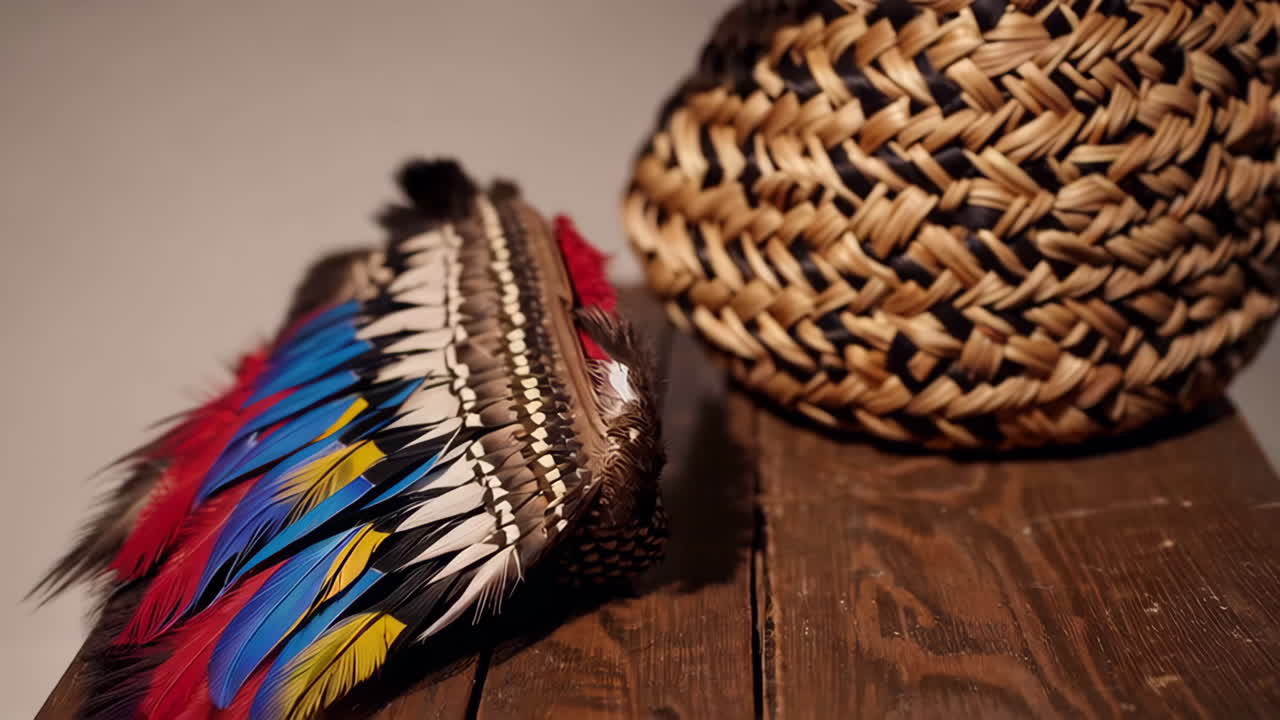 Native American Basket and Headdress