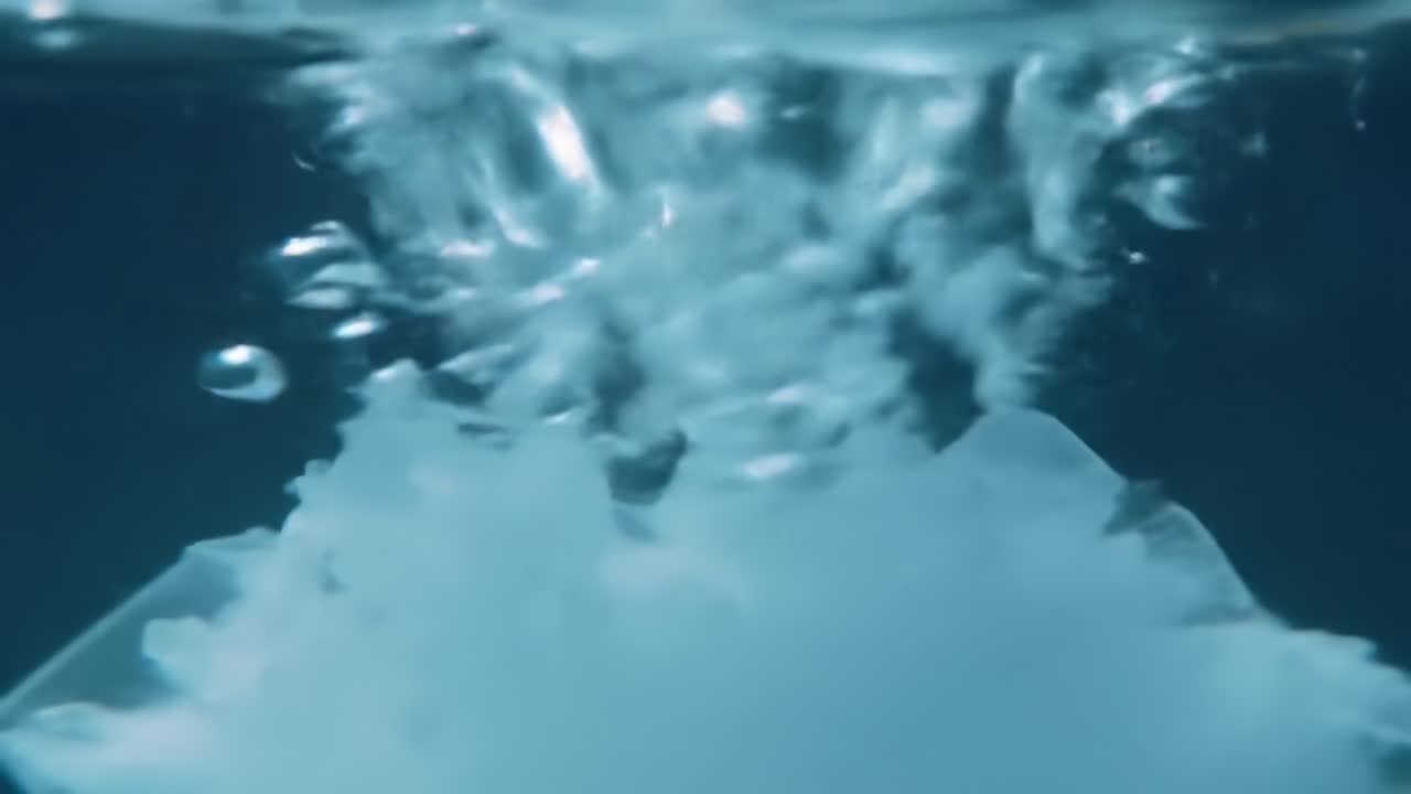 Bubbles and Ice Interaction Beneath Water Surface: An Exploration of Light Play and Fluid Dynamics Captured in Two Frames of Underwater Imagery