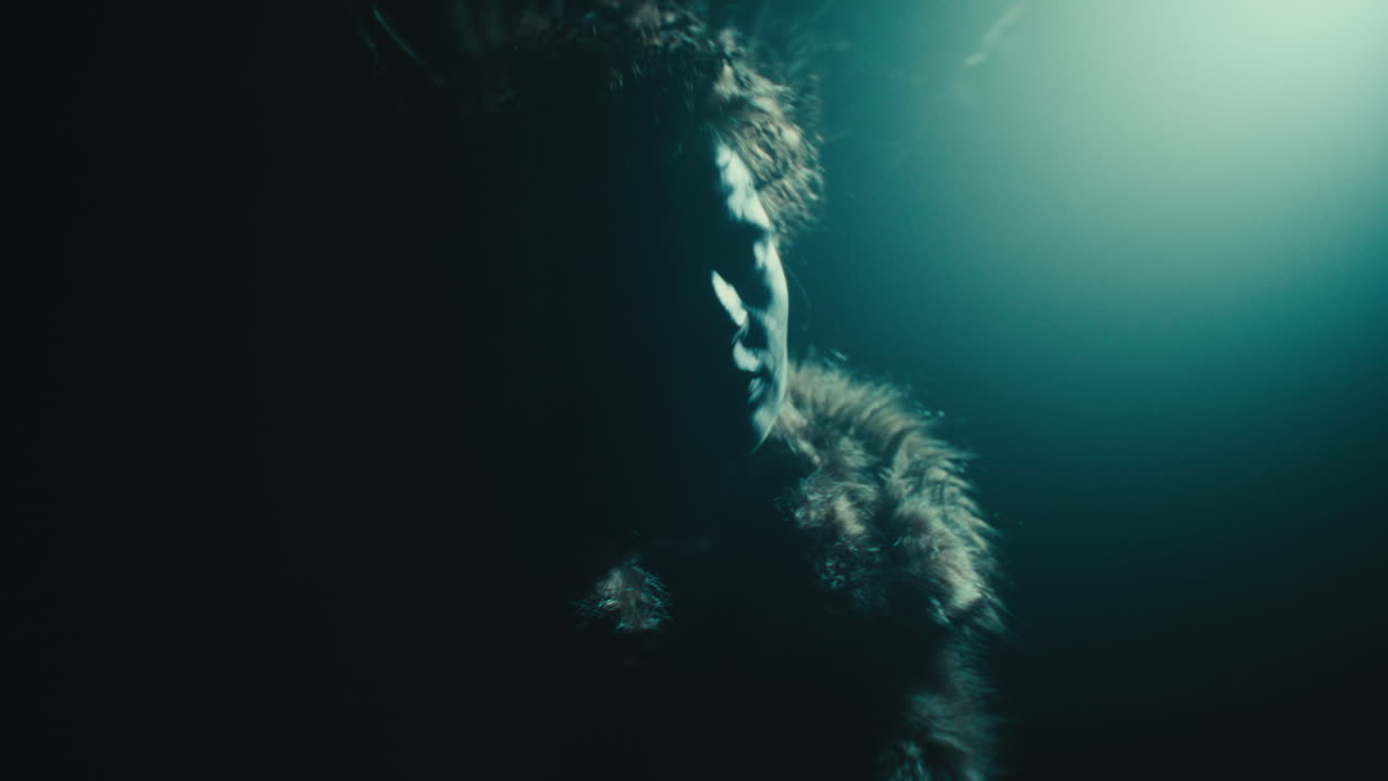 A creepy witch during the night storm