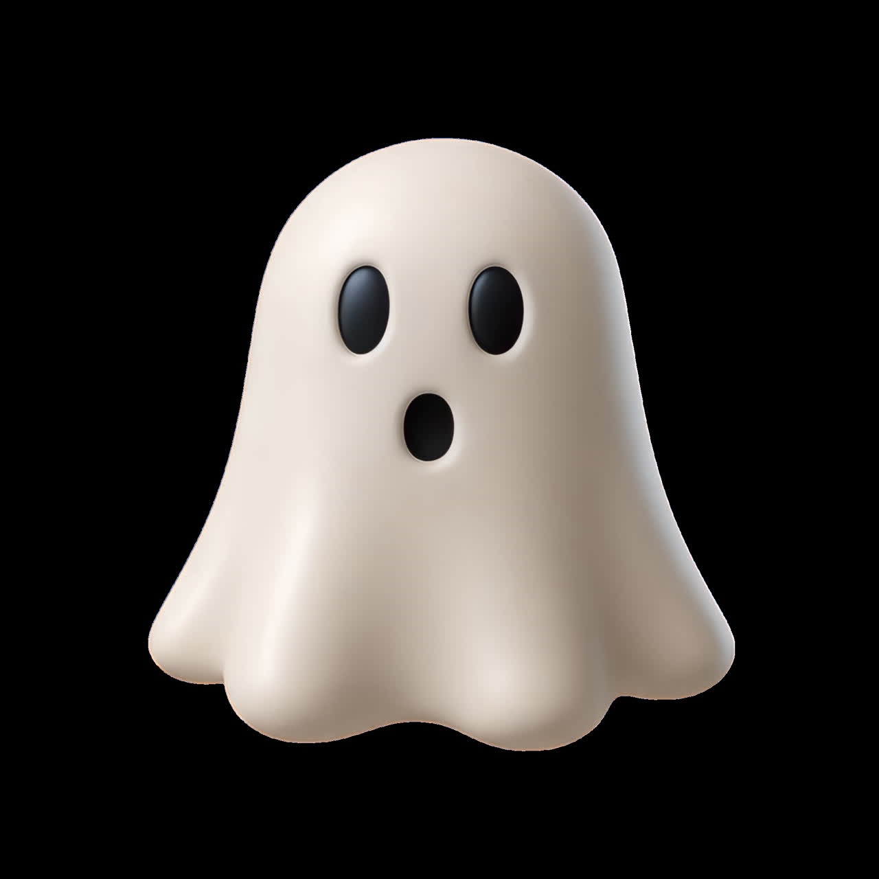 Cute cartoon ghost illustration animation isolated asset, transparent 4K video, alpha channel
