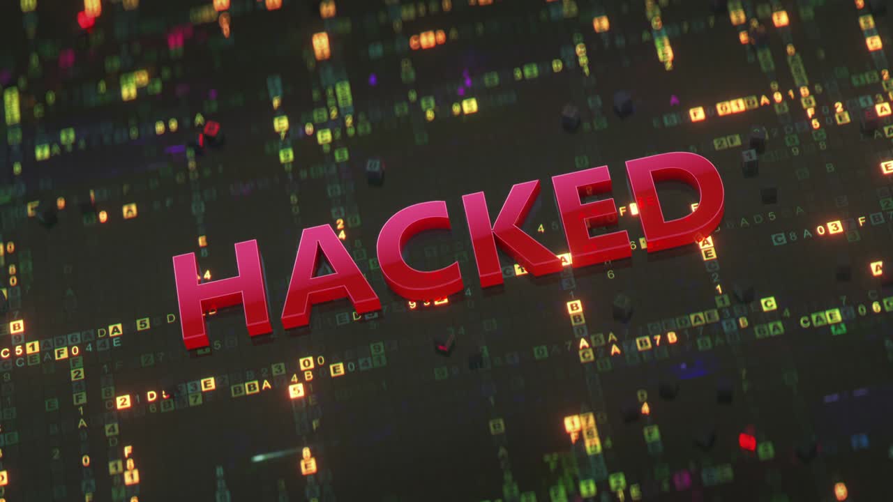 advertencia hackeada y código digital dañado bucle sin costuras animación de renderización 3d
