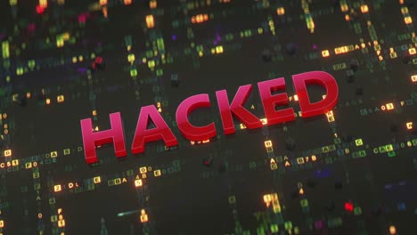 hacked warning and damaged digital code seamless loop 3d render animation