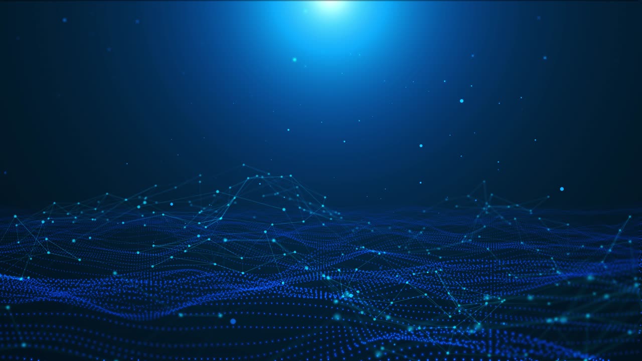 Digitale, cyber-onda, tecnologia a matrice, cyberspazio, flusso di dati, griglia luminosa blu, aziendale, corporate