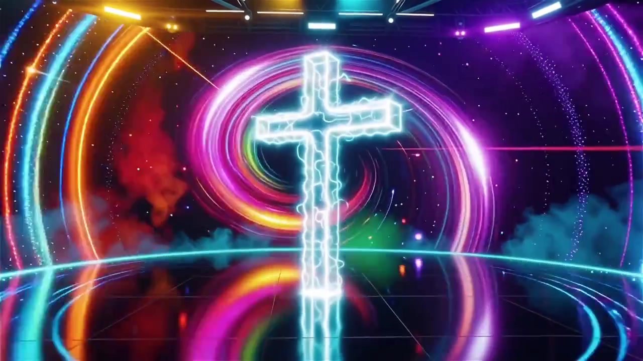 Croce Cristiana Luce Celestiale Sfondo per il Culto.