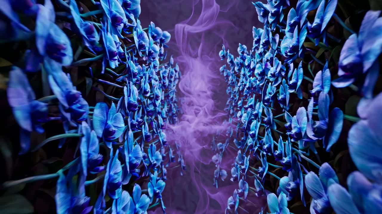 Mystical Pathway With Blue Orchids