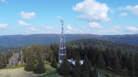 法國塞里坎普沃斯格斯山區高高電信天線柱柱的空中軌道圖 4k