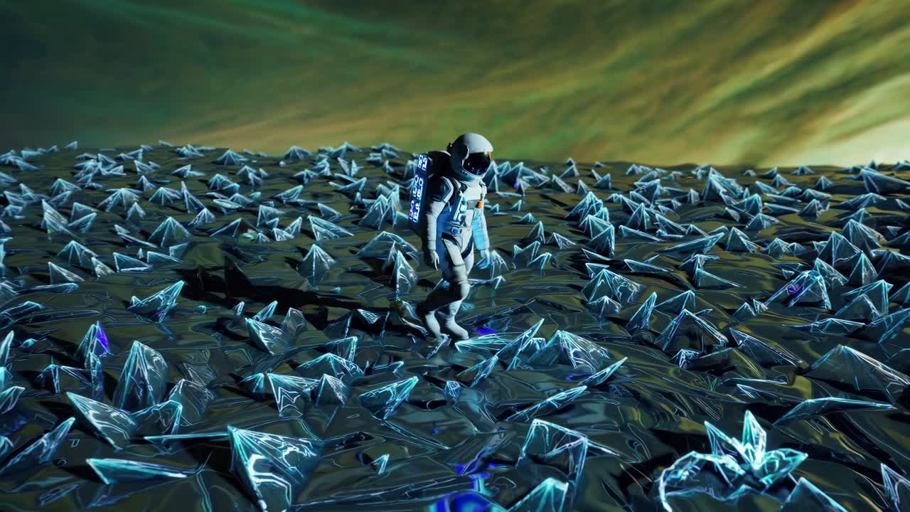 우주 비행사가 결정적인 외계 행성을 탐험하고 있습니다.