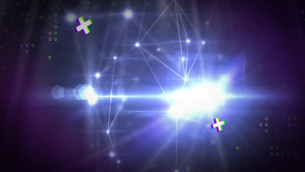 Connessione di rete digitale astratta con nodi luminosi e grafica geometrica.