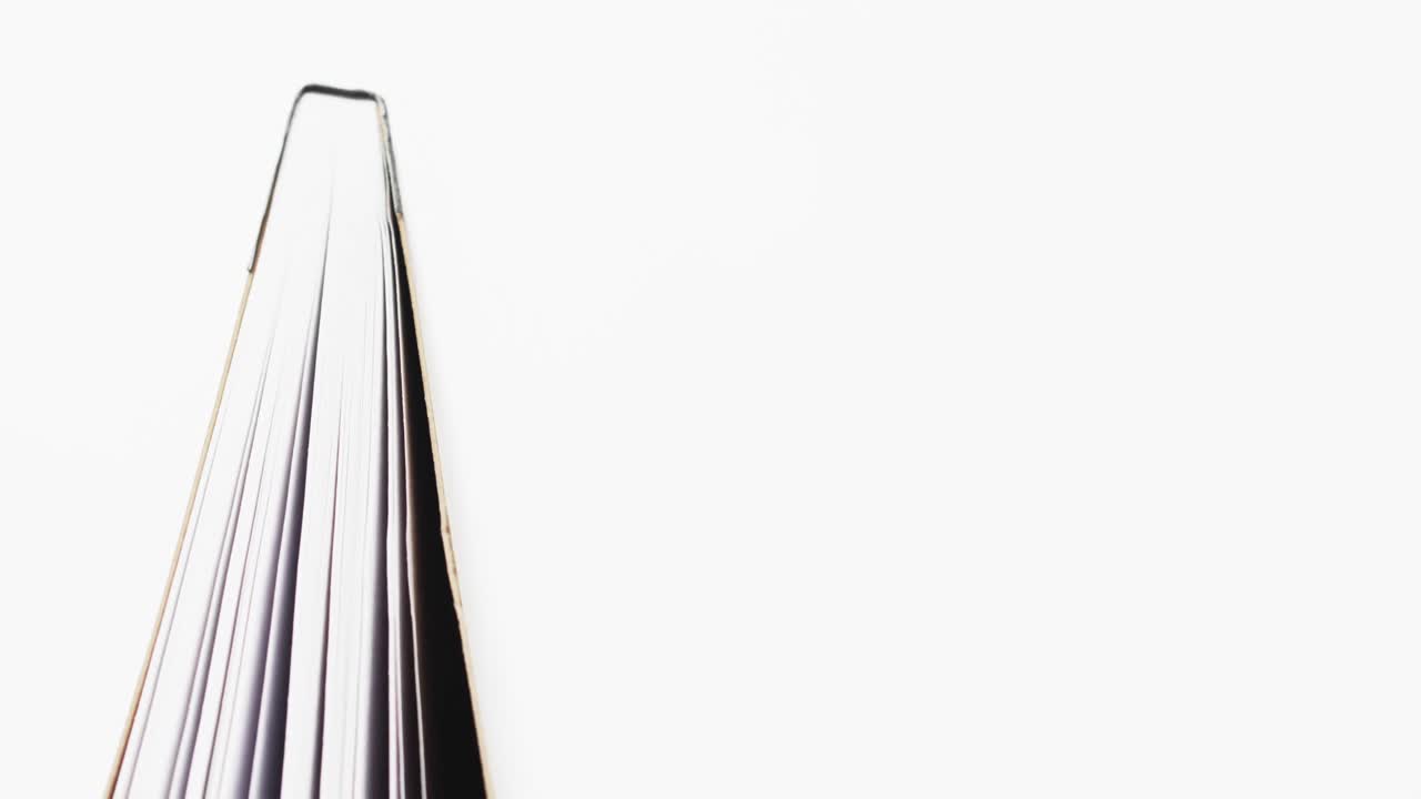 Micro of notebook pages and copy space on white background