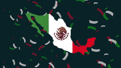 cinco de mayo celebration with confetti and mexican flag in map