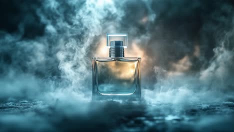 luxury perfume bottle in smoky background