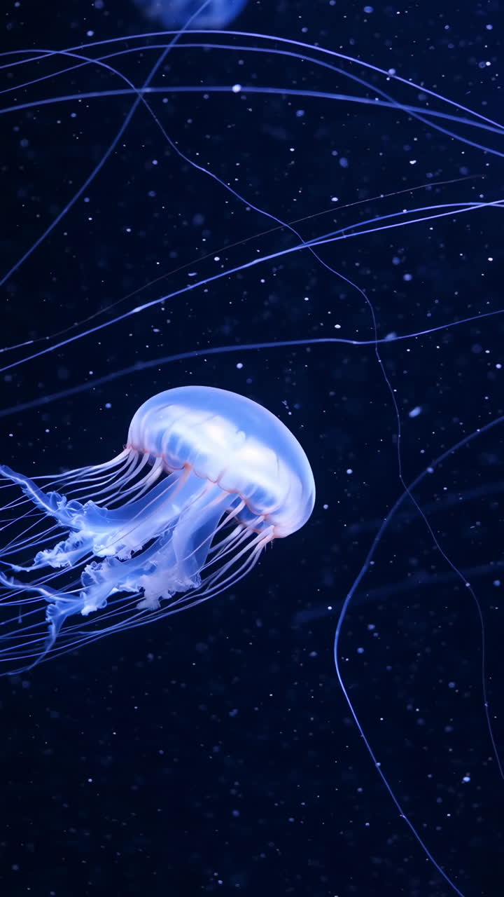 Ethereal Luminescent Jellyfish in Dark Water