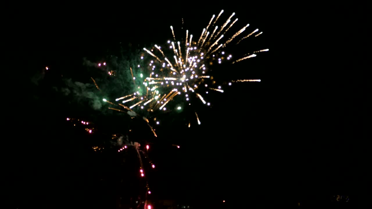 Multi Colored Firecrackers On Night Sky Celebration