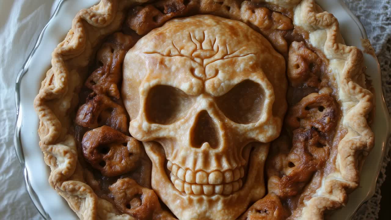 Torta di zucca a forma di teschio spaventoso