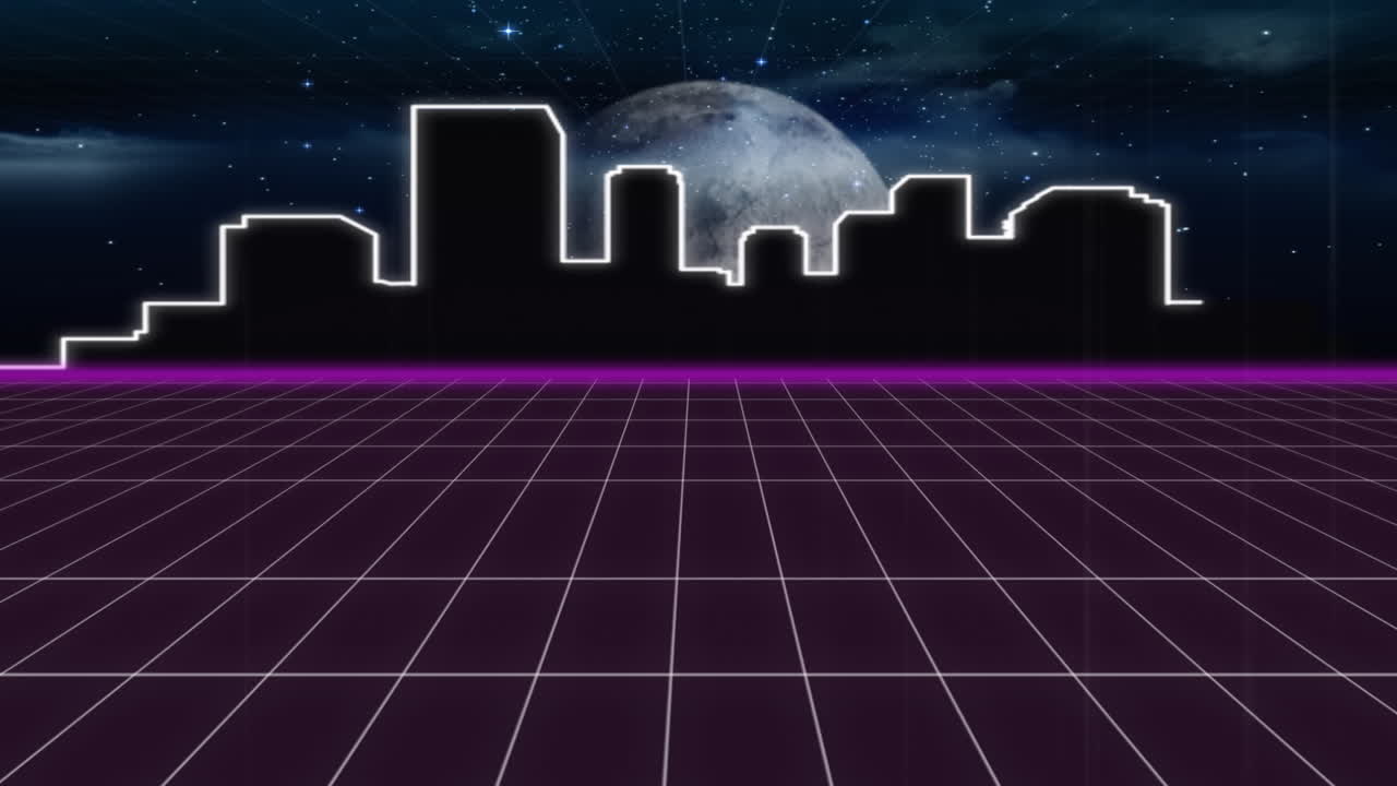Animation of cityscape at night
