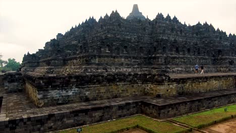 majestic borobudur temple building in magelang, indonesia, close up aerial view