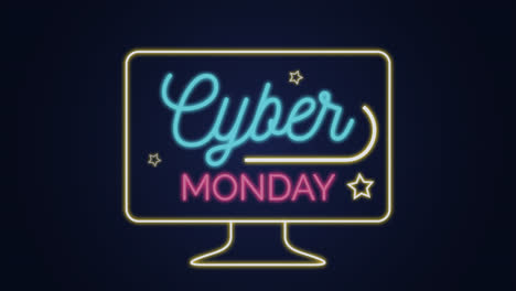 una animación de una venta de cyber monday de fondo de estilo neón