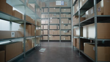 warehouse storage room with cardboard boxes