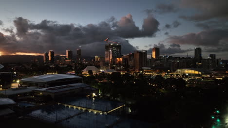 4k drone sunrise adelaide city australia