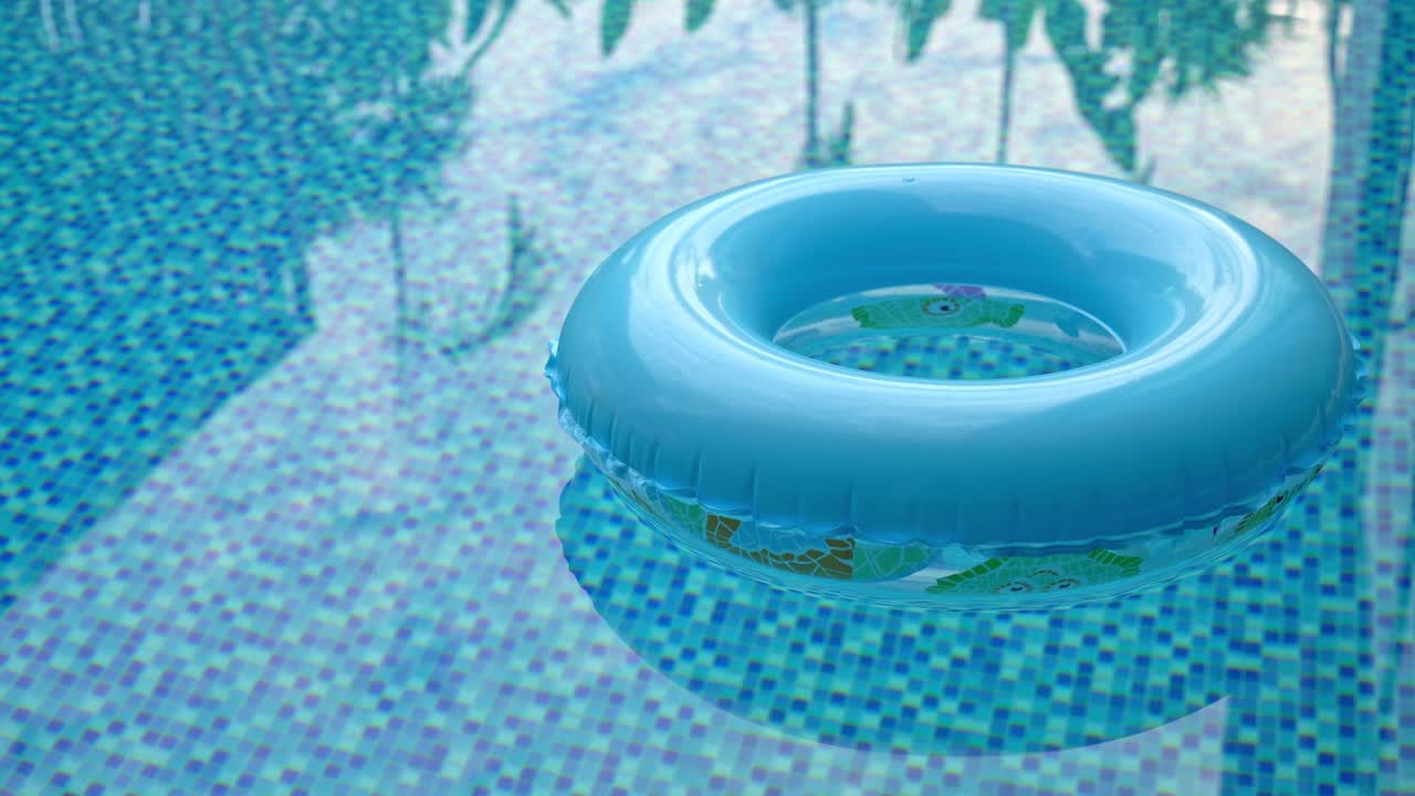 swim ring in blue swimming pool