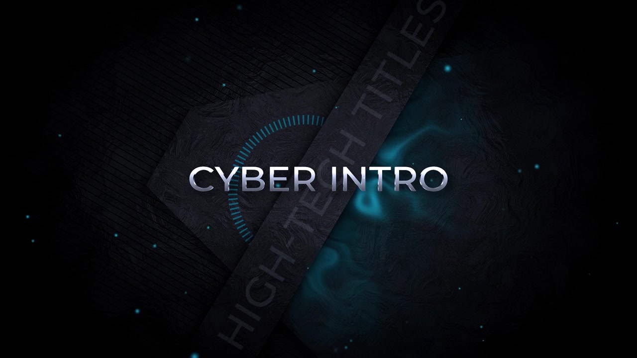 Futuristisk cyber intro-titelsekvens med glødende partikler