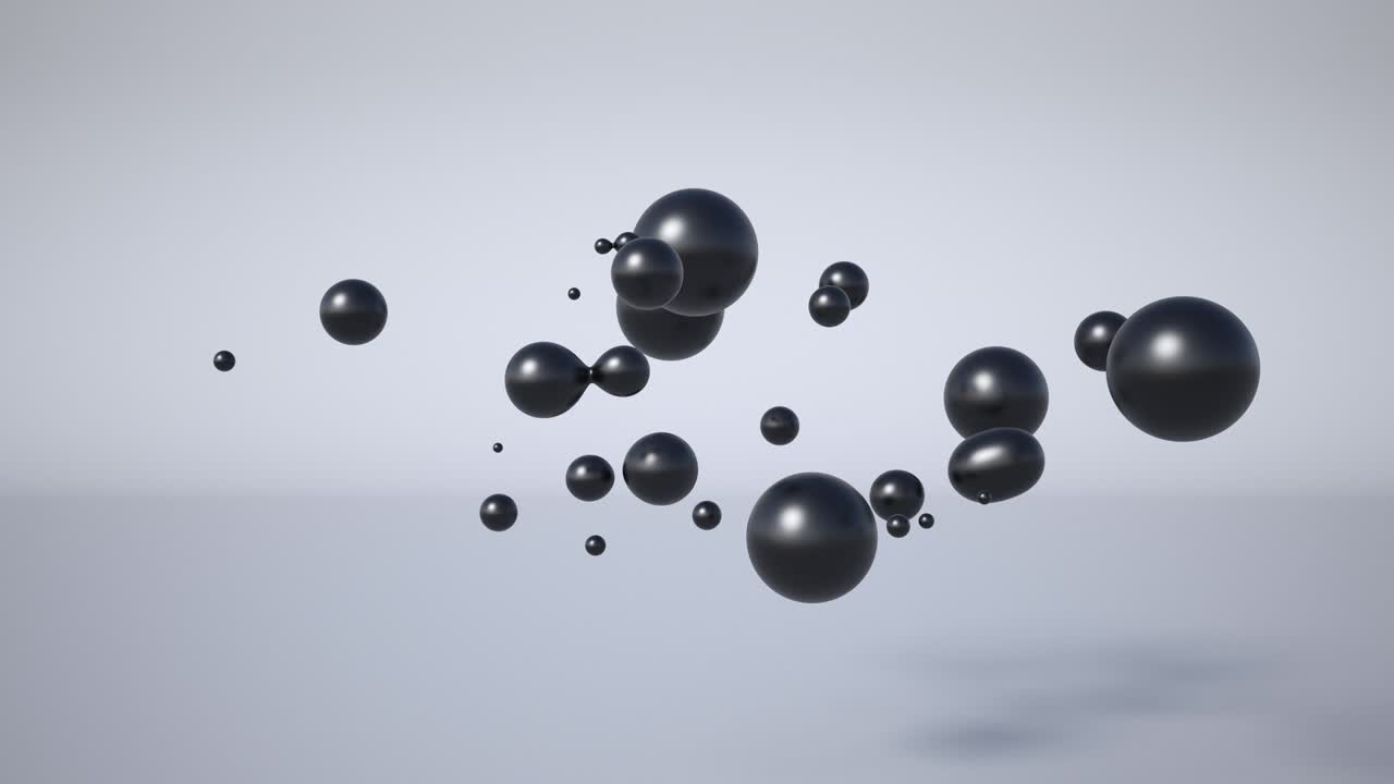 융합 공의 3d 애니메이션, 단일 그에 있는 기름의 물방울, 구, 큰 물방울